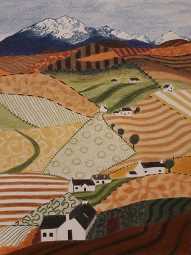 Carrie-Anne. Autumn fields, coloured pencils.